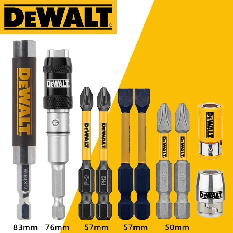 

DEWALT Phillips Impact Driver Bits Set Pivoting Magnetic Bit Holder Extend Sleeve 1/4" 6.35mm Hex Shank PH2 Strong Magnetizer