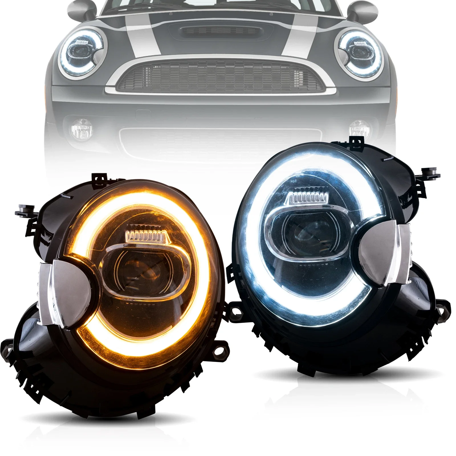 2X Front Startup Animation LED Headlights For Mini Cooper R55 R56 R57 R58 R59 2007-2015 LED Headlights Headlamp Assembly