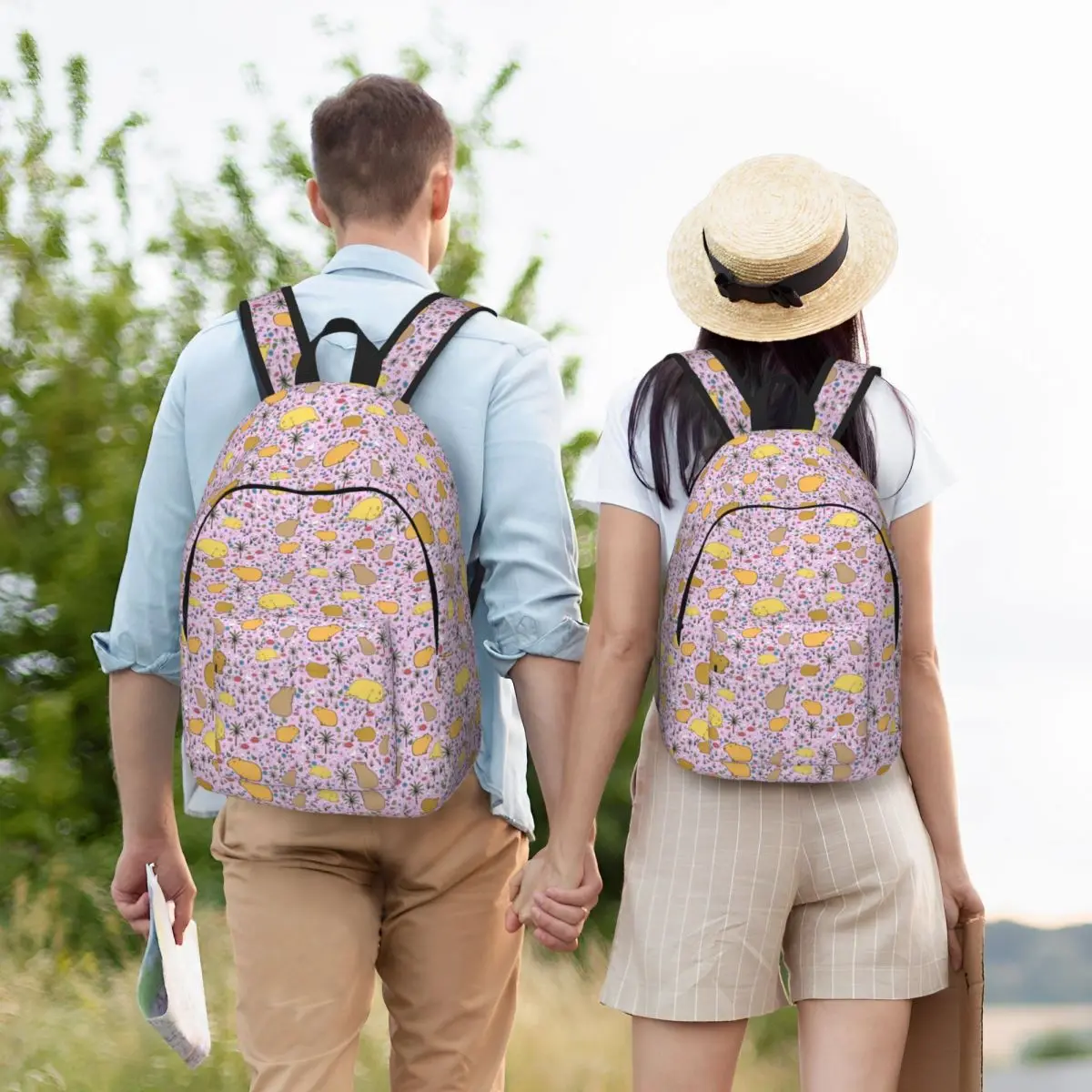 Capybaras In Pink Pet Travel Canvas Backpack School Laptop Bookbag Wild Animals Of South America Capybara College Daypack Bags