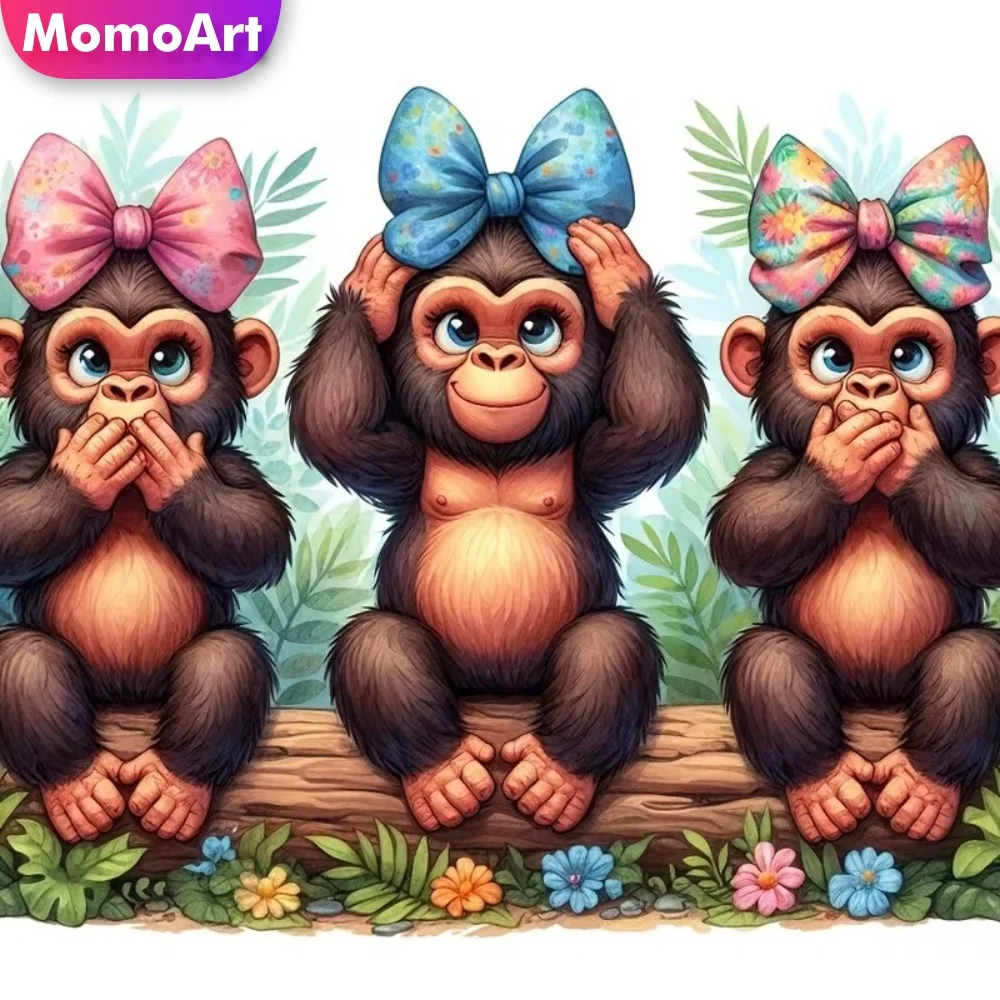 Momoart Neuerscheinung Diamant-Mosaik Affen-Tier Diamantmalerei Cartoon DIY Urlaubsgeschenke Bastelset Stickerei Handgemachtes Hobby
