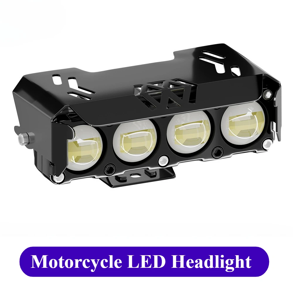 

12V 24V Motorcycle LED Spot Light Dual Color Hi Low Beam Lamps For Car Trucks SUV UTV Mini Lens Headlight Driving Light