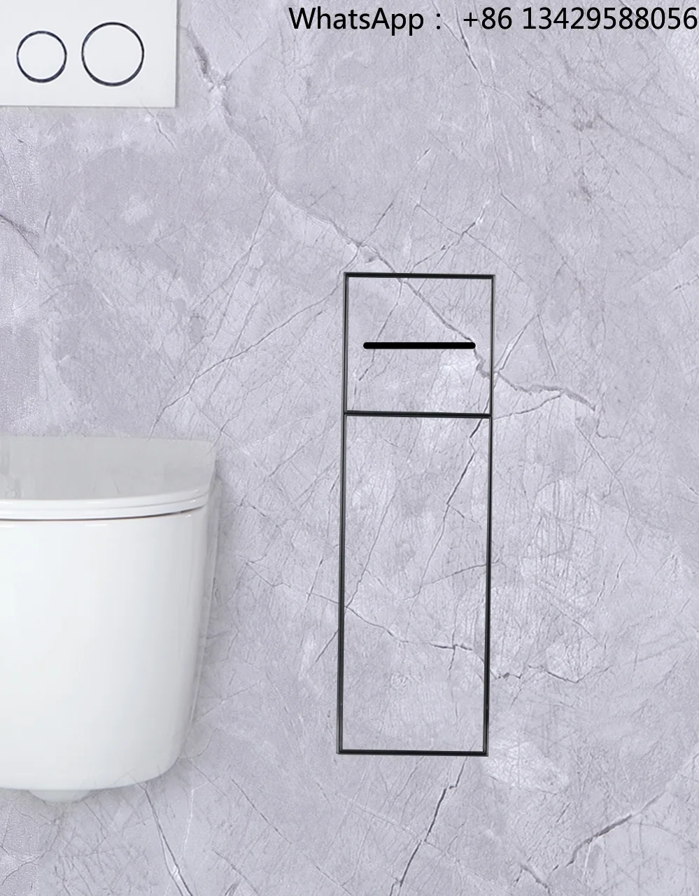 Recessed Stainless Steel Toilet Brush Holder Tissue Paper Dispenser Hidden Niche SUS304 Built-in Bathroom Storage Box for Hotel