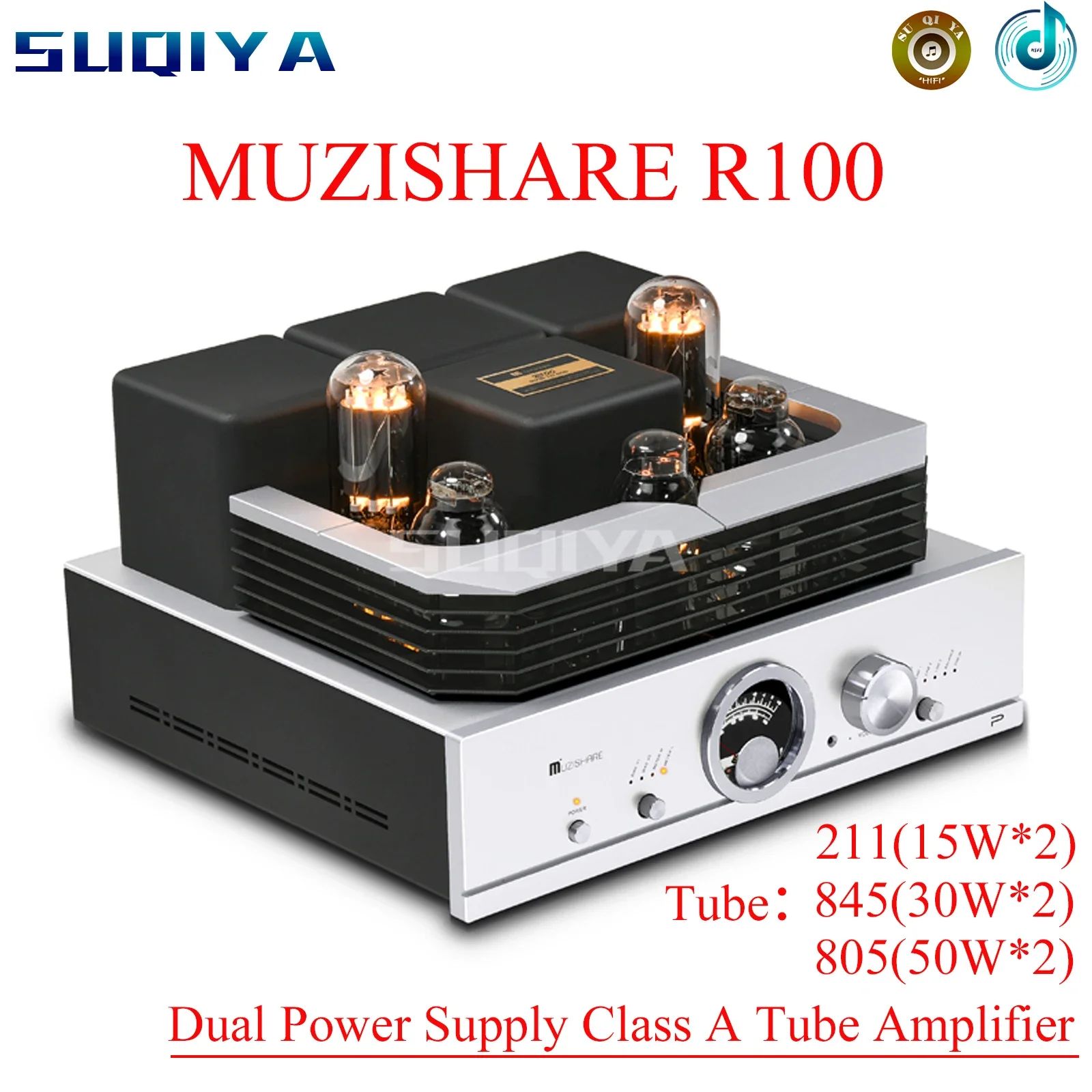 

SUQIYA-MUZISHARE R100 Amplifier 300B Push 845 211 805 Class A Fever Power Amplifier Integrated Balanced Phono Pmplifier 50W+50W