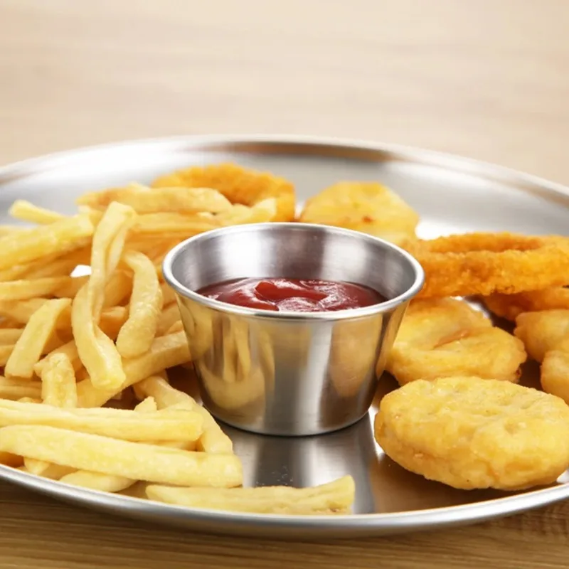 

Barbecue dipping cup Stainless steel dipping sauce cup Outdoor portable seasoning dish Salad jam cup Western seasoning dish