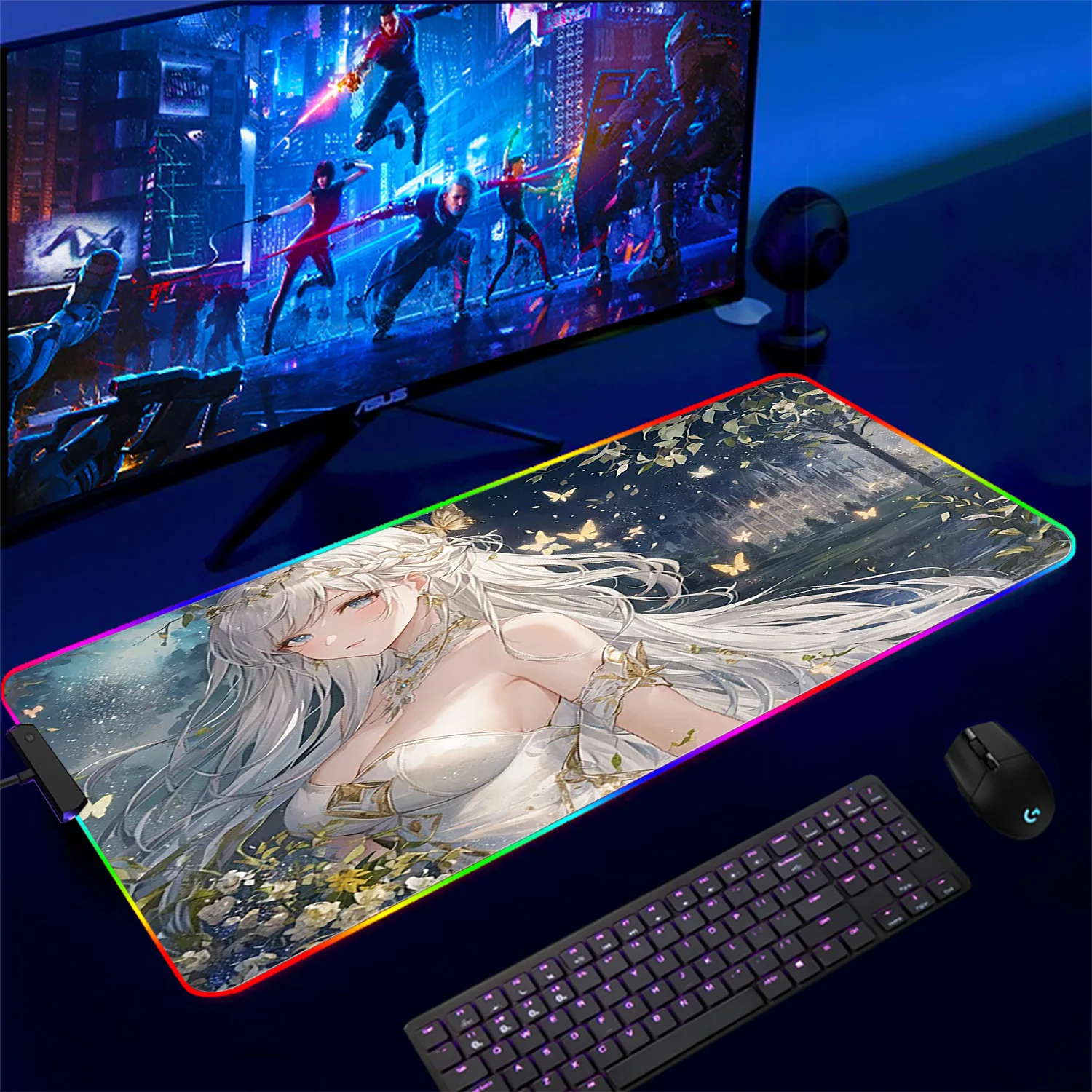 RGB Azur Lane Hindenburg New Jersey Musashi Shinano Noshiro Agir Unzen Kearsarge Large Mousepad Keyboard Pad Mouse Pad