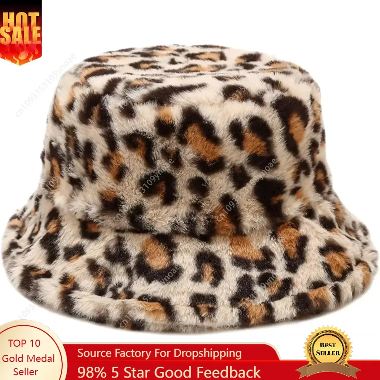 Pelziger Fischerhut mit Leopardenmuster, flauschiger Winterwärmer, Fischerhut für Herren und Damen, Outdoor-Hüte, Aktivitäten, Unisex-Passform, verstellbar