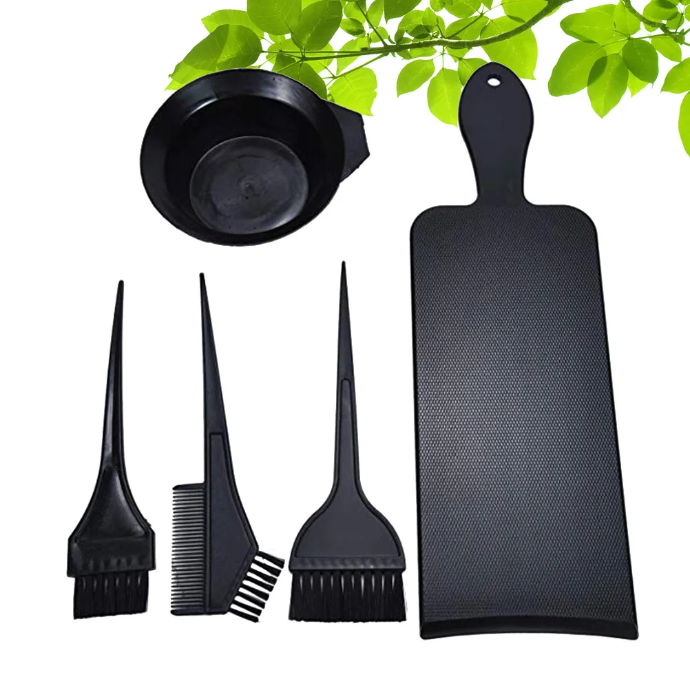 

5Pcs Hair Dye Kit Professional Coloring Tools Set with Mixing Bowl and Brushes for Salon Home DIY Use Hard Plastic Reusable No