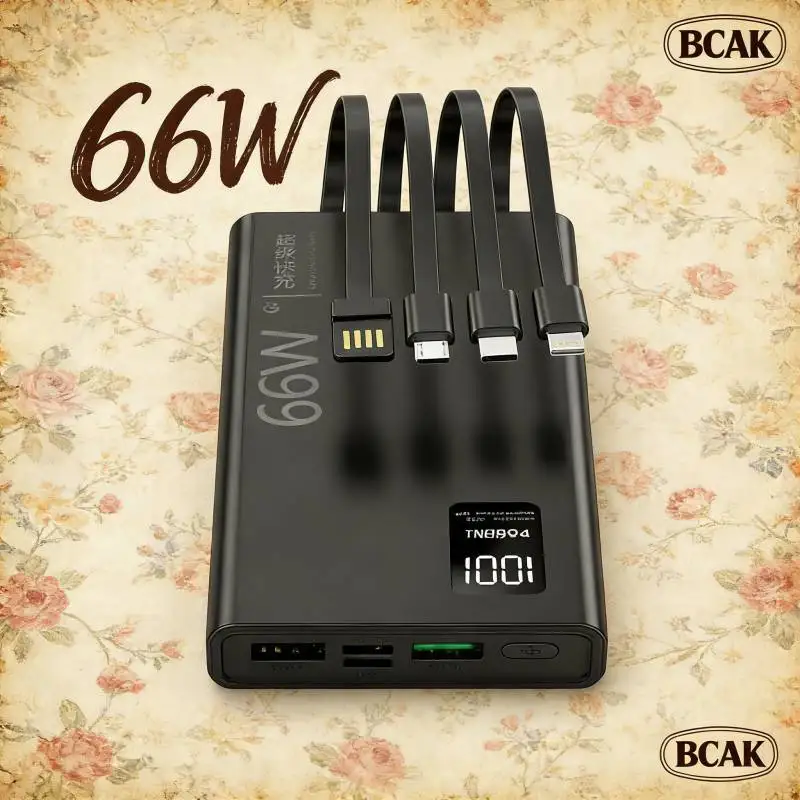 

Внешний аккумулятор BCAK 30000 мАч, быстрая зарядка 66 Вт со встроенным кабелем, оптовые поставки для ритейлеров и корпоративных закупок