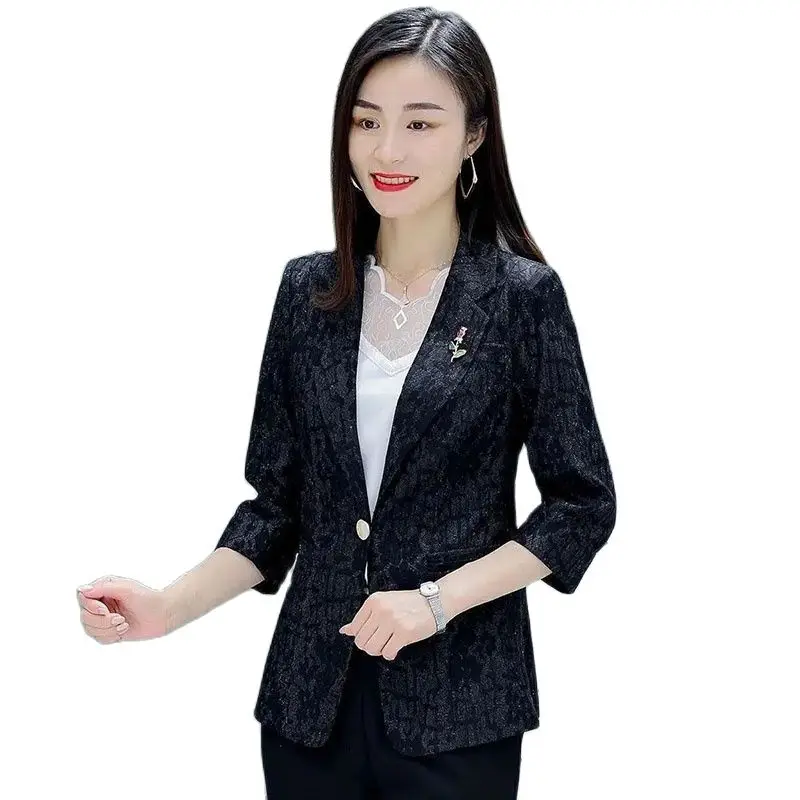 Spliced Lace Small Suit  Thin Section 2022 Spring And Summer Fashion Korean Version Slim Casual Temperament Suit Women5XL