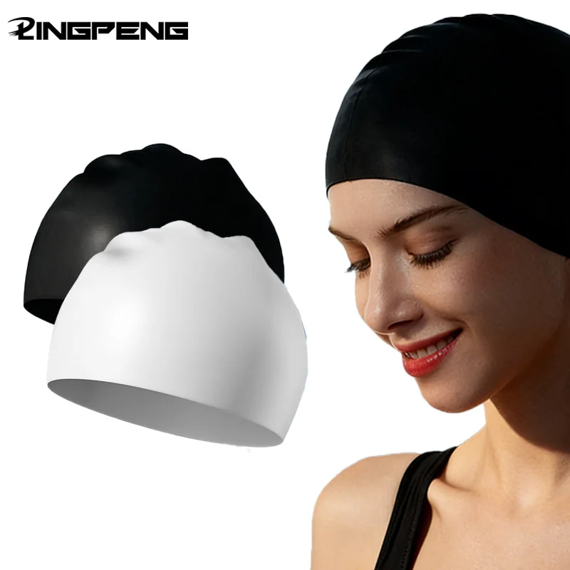 Adultos silicone toucas de natação das mulheres dos homens à prova dwaterproof água nadar piscina boné proteger orelhas cabelo longo grande alta elástica mergulho chapéu