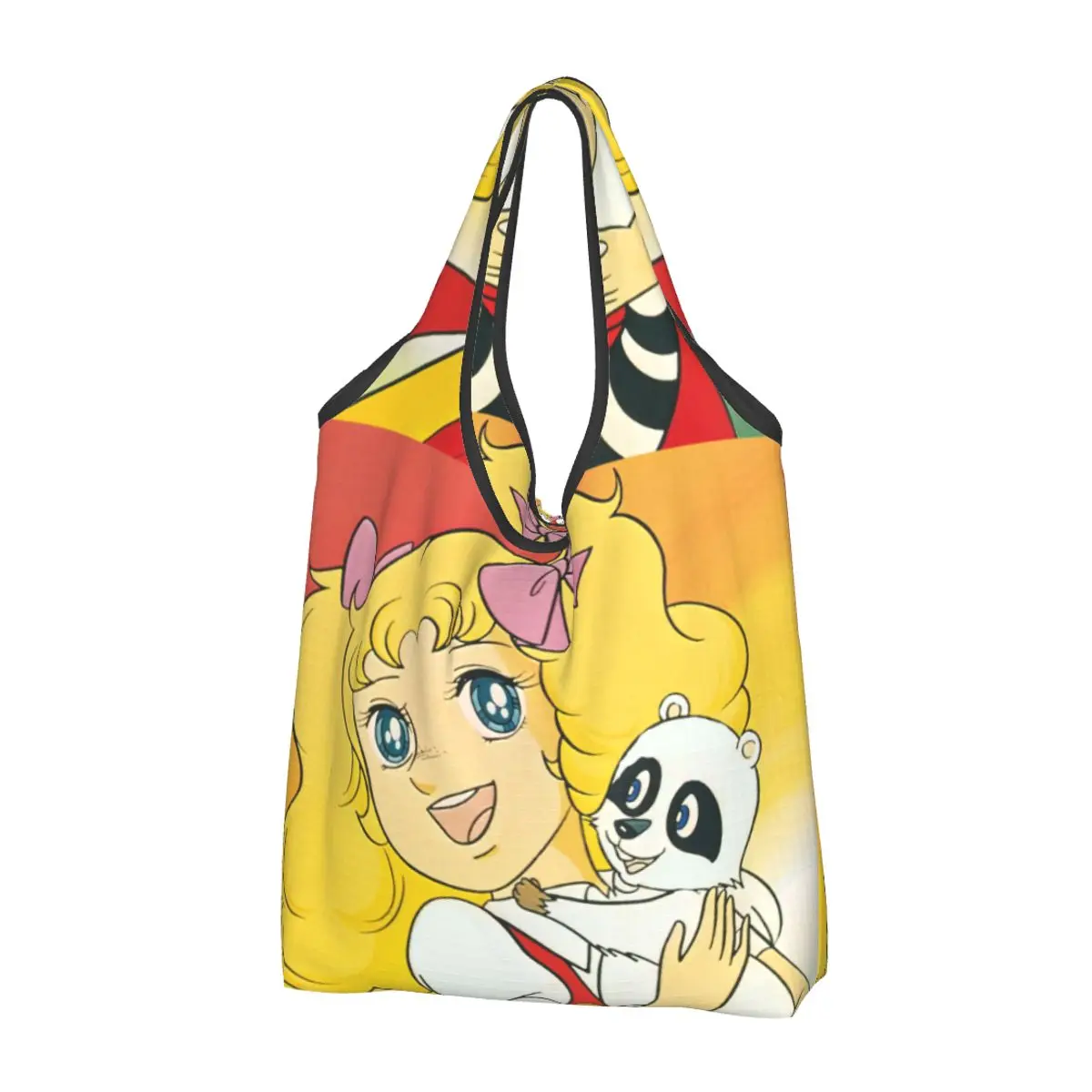 Reusable Candy Candy Anime Grocery Bag Foldable Machine Washable Cute Shopping Bags Large Eco Storage Bag Lightweight