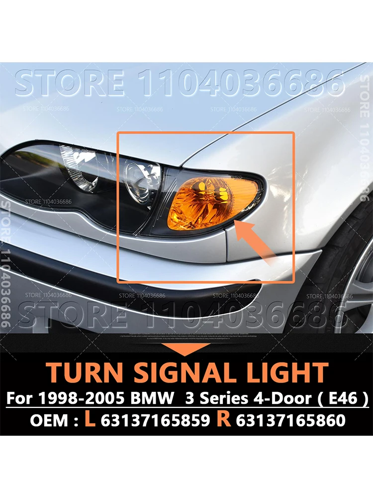 Clignotant d'angle à 4 portes (sans ampoule), pour BMW série 3 E46 1998 – 2005, 63137165853, 63137165854, 63137165859, 63137165860