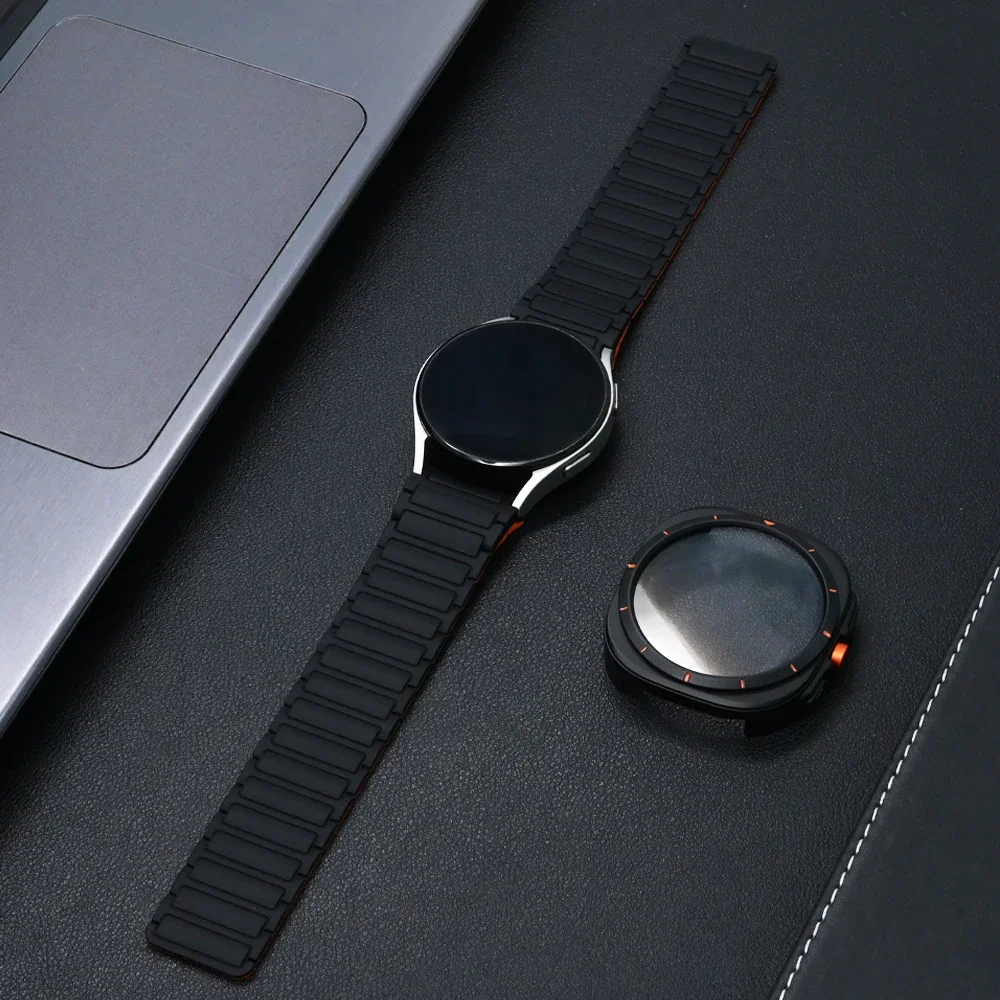 Tali Loop lembut untuk Samsung Galaxy 7, 6 44mm 40mm gelang silikon + casing plastik untuk Galaxy 6 7 40mm 44mm perubahan ke Galaxy Ultra