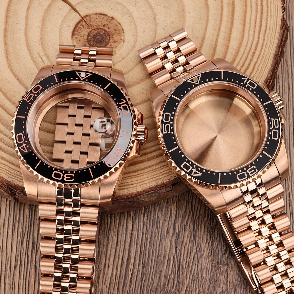 Sloping Bezel 40mm For SUB NH34 GMT NH35 NH36 2824 8215 Movement Sapphire Glass Watch Case mod glass back 20atm steel bracelet
