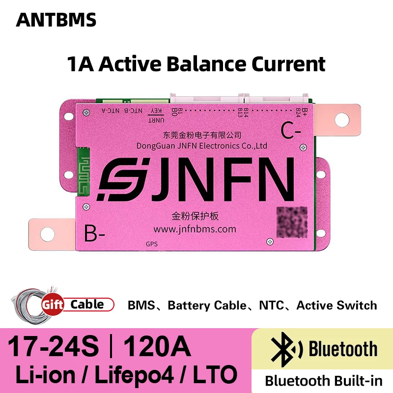 

ANT BMS 1A Плата защиты литиевой батареи Active Balance 17S-24S 20S 22S 60V 72V 120A пиковая 300A Li-ion Lifepo4 Smart Bluetooth