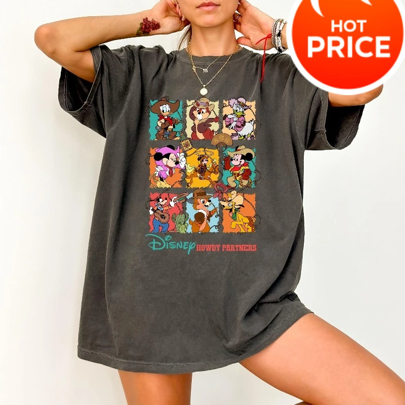 

Рубашка Disney Howdy Partners Рубашка в стиле вестерн Disney Футболка с Микки и друзьями Рубашка для семейного отдыха Disney