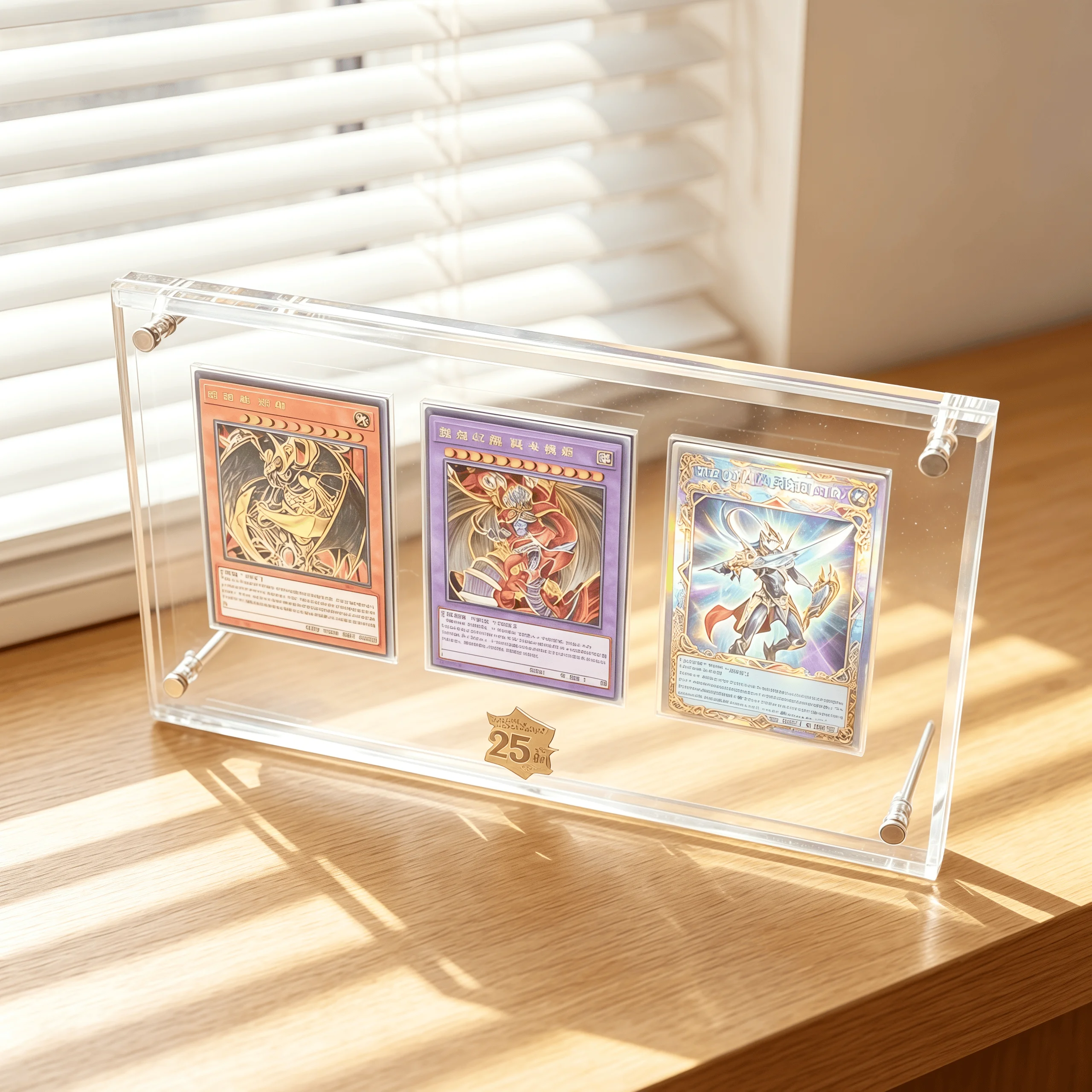 Clear 3-Slot Card Brick Display Stand, Yu-Gi-Oh 25th Anniversary Card Holder for Blue-Eyes White Dragon & Dark Magician Collecti