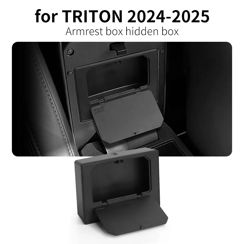 

For Mitsubishi L200 Triton 2024 2025 Center Console Armrest Box Organizer Hidden Storage Compartment Tray with Lid Car Interior