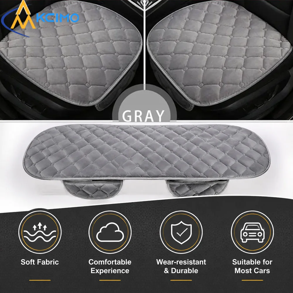 3Pcs Soft Padded Car Seat Cushion Set, Plush Non‑Backrest Seat Pad, Warm Wear‑Resistant Auto Seat Protector Mat Universal Sedan