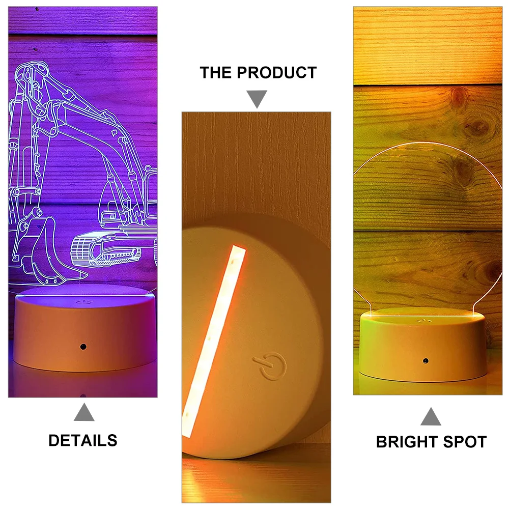 

2Sets 3D Night Light Base Premium LED Color Changing Display Stand 7 Colors Touch Lamp Nightlight Holder Bedroom Office Decor