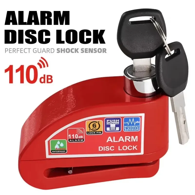 Motorcycle Lock Alarm Safety Protection Padlock Disc Aluminum Alloy Anti-Theft Reminder Rope Lock Bag Motorcycle Accesso Bicycle