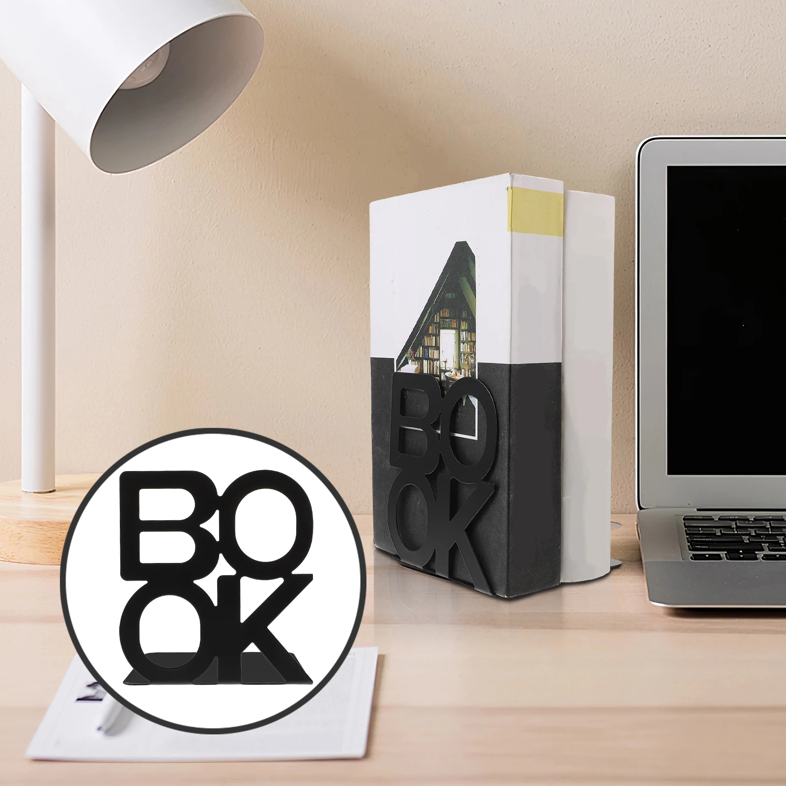 

4 Pcs Bookends Shelf Office Desk Decor Metal Iron Accessory Convenient Organizer Student Desktop Accessories