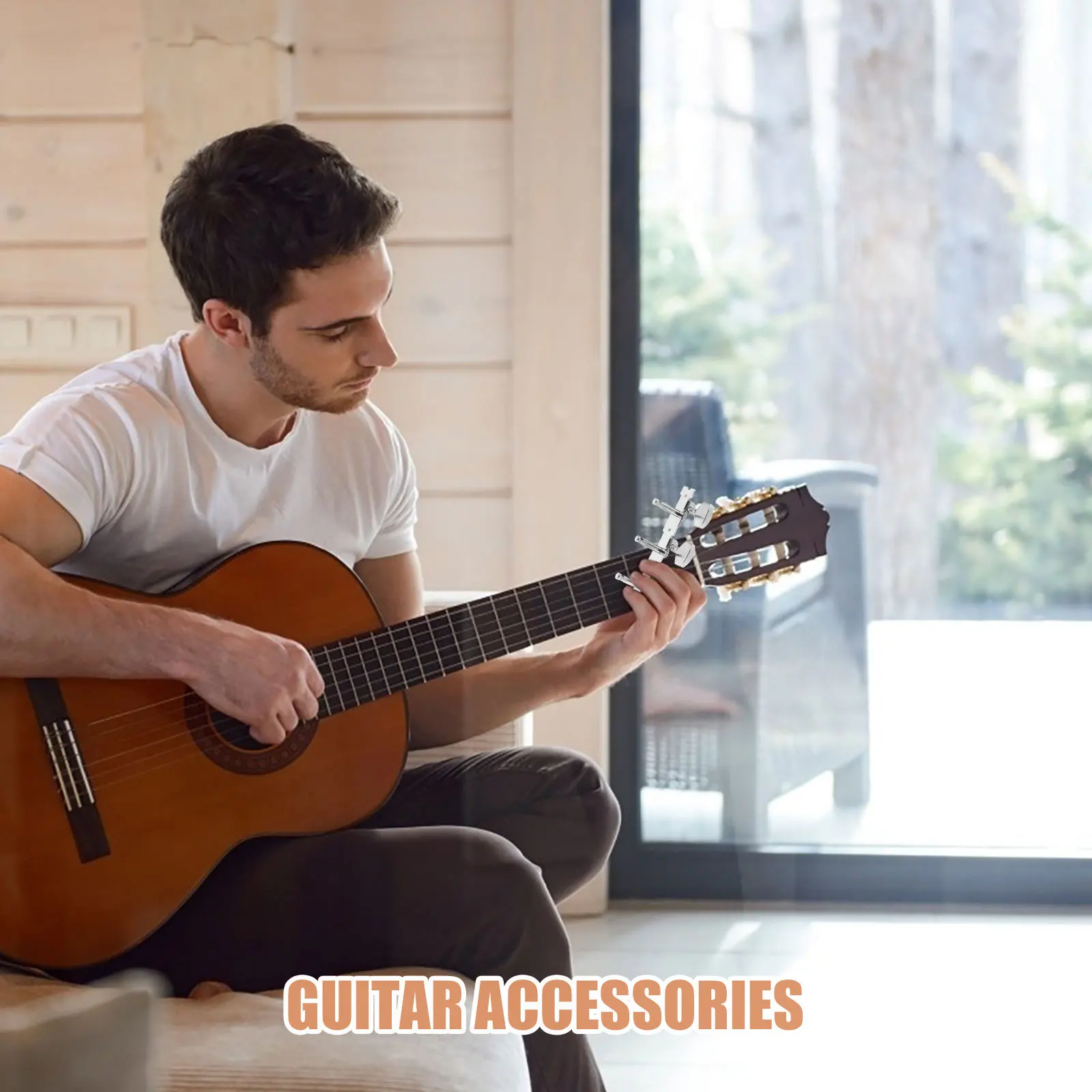 

2 Sets Guitar Tuners Bass Tuning Pegs Electric Machine Classical Silver Acoustic Accessories