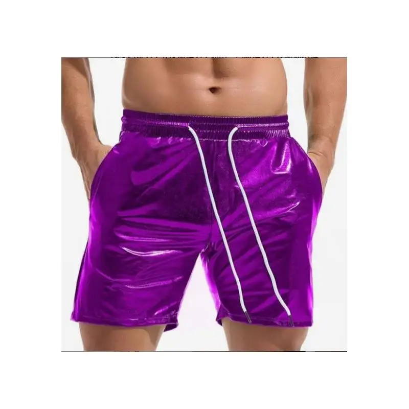 

Мужские яркие кожаные шорты для повседневной носки и пляжа, весенние, больших размеров, из 100% хлопка, эластичные, средней длины