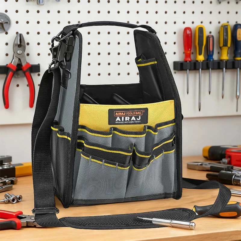 

AIRAJ Shoulder carrying Open ToolBag, Multi-function Tote Large Bag, Toughbuilt Electrician Kit for Storing Power Tool and Tools