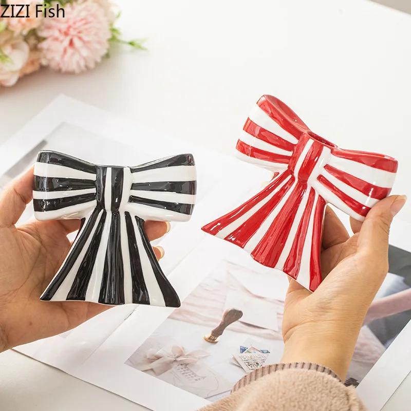 Classic Color Bow Candle Holder French Romantic Wedding Ceramic Candlestick Decoration Candlelight Dinner Atmosphere Decoration