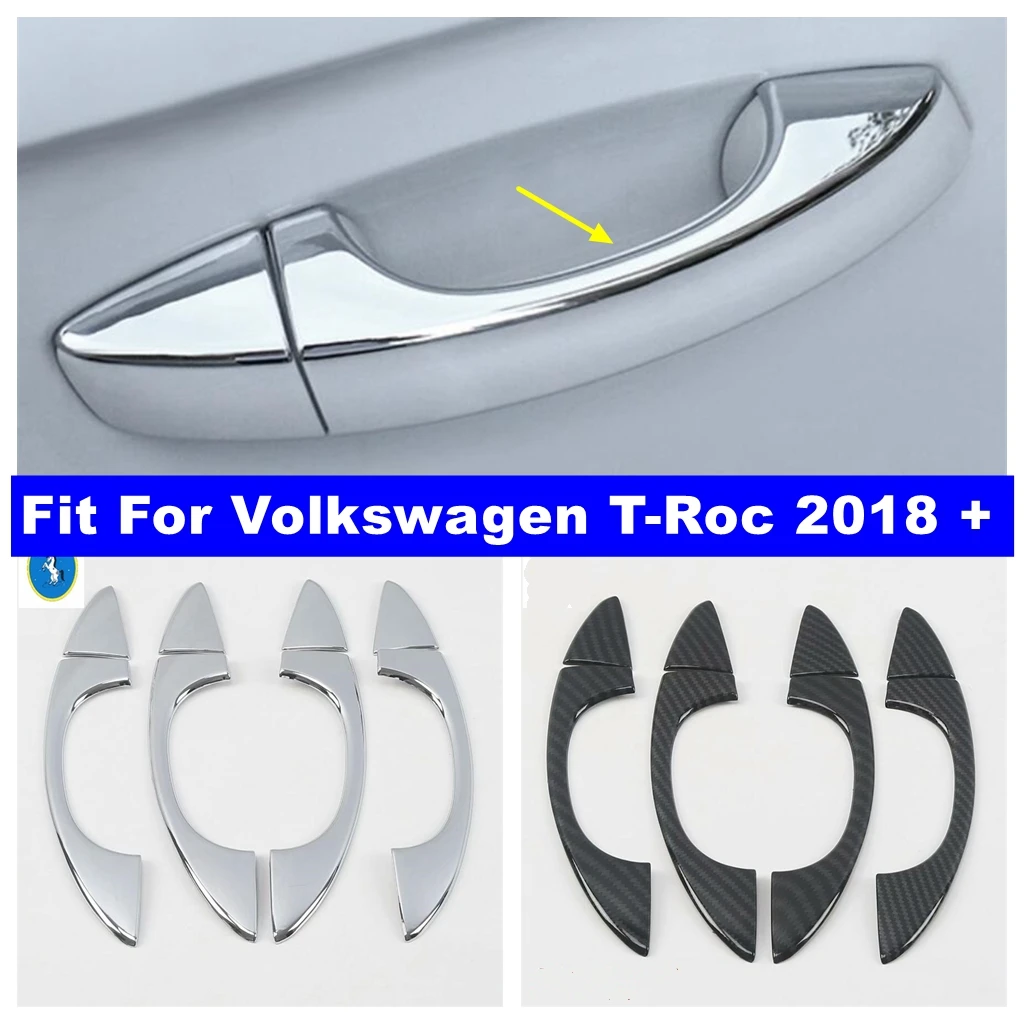 

Chrome / Carbon Fiber Car Side Door Pull Doorknob Handle Cover Trim For Volkswagen T-Roc T Roc 2018 - 2023 Exterior Accessories