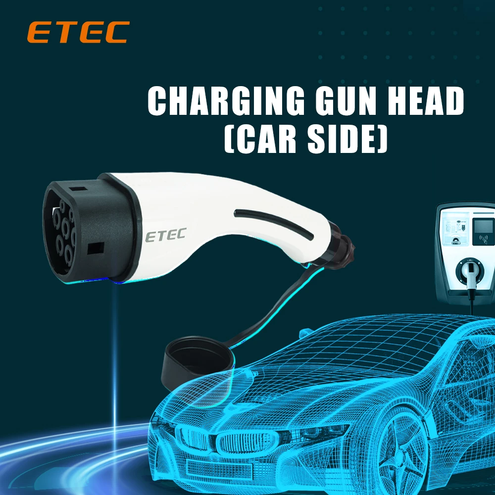 Etec Ev Oplader Stecker Typ 16 a 32 a 8 kw 11 kw 22 kw 1 Fase 3 Fase cabezal de pistola de carga a bordo para coche (extremo del vehículo) Estación