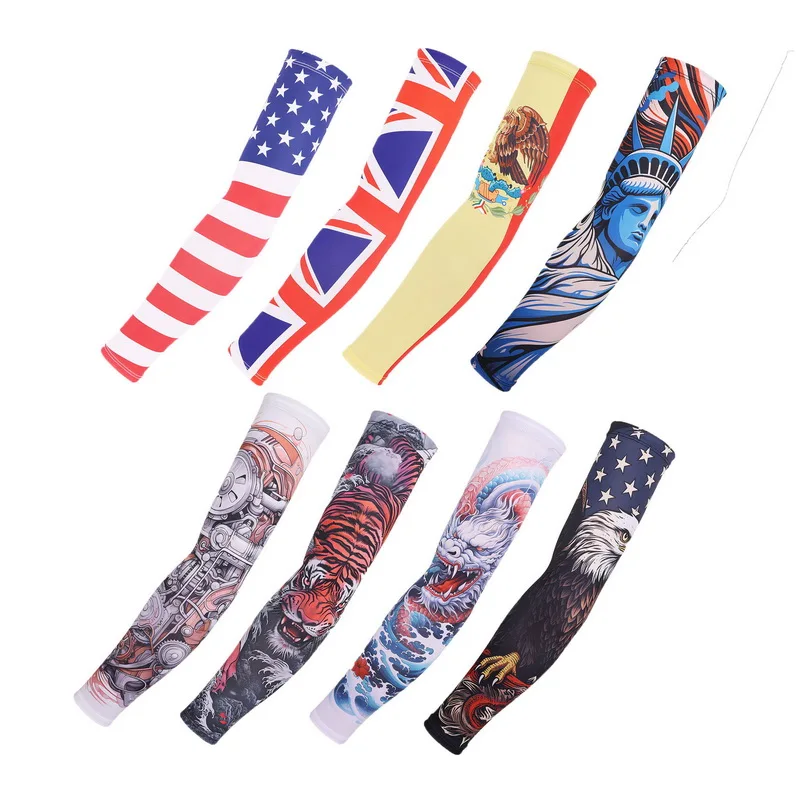 1 Pair Cycling Tattoo Sleeves For Men Women Motorcycle Arm Sleeves Sun UV Protection Game Cuff Cooling Hand Cover Arm Warmer