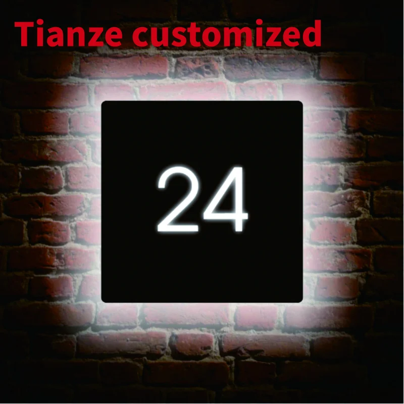 (Customized) By Plaque Light Up Metal 3d Light Outdoor Stainless Backlit Hotel Room Number Sign Led House Numbers