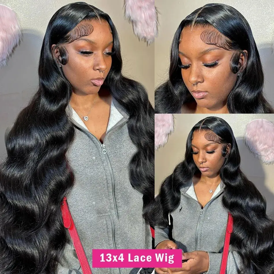 Brazilian Body Wave Lace Front Wig para Mulheres, HD Lace Frontal, Transparente Cabelo Humano, Pré Arrancado, 180%, 13x4, 30 ", 32"