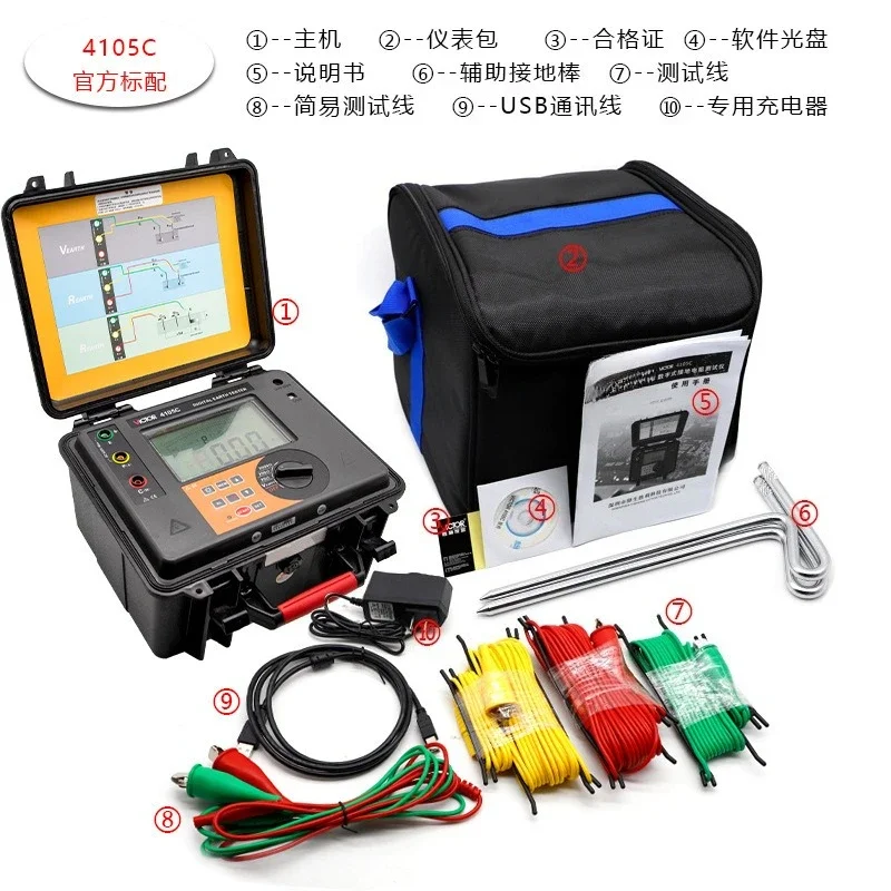 VC4105C/VC4106C/VC4108C Erdungswiderstandstester 4-Draht-Megaohm-Meter für Bodenwiderstand
