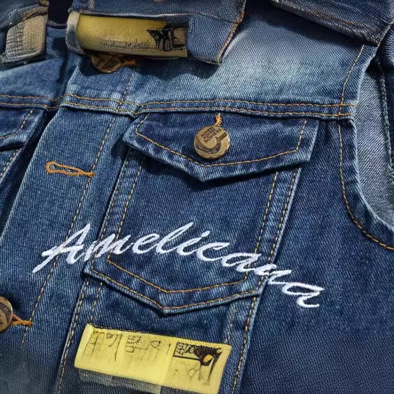 النسخة الكورية الجديدة سليم صالح الاتجاه الرجال سترة جينز الرجال سترة جينز سترة مطرزة سترة