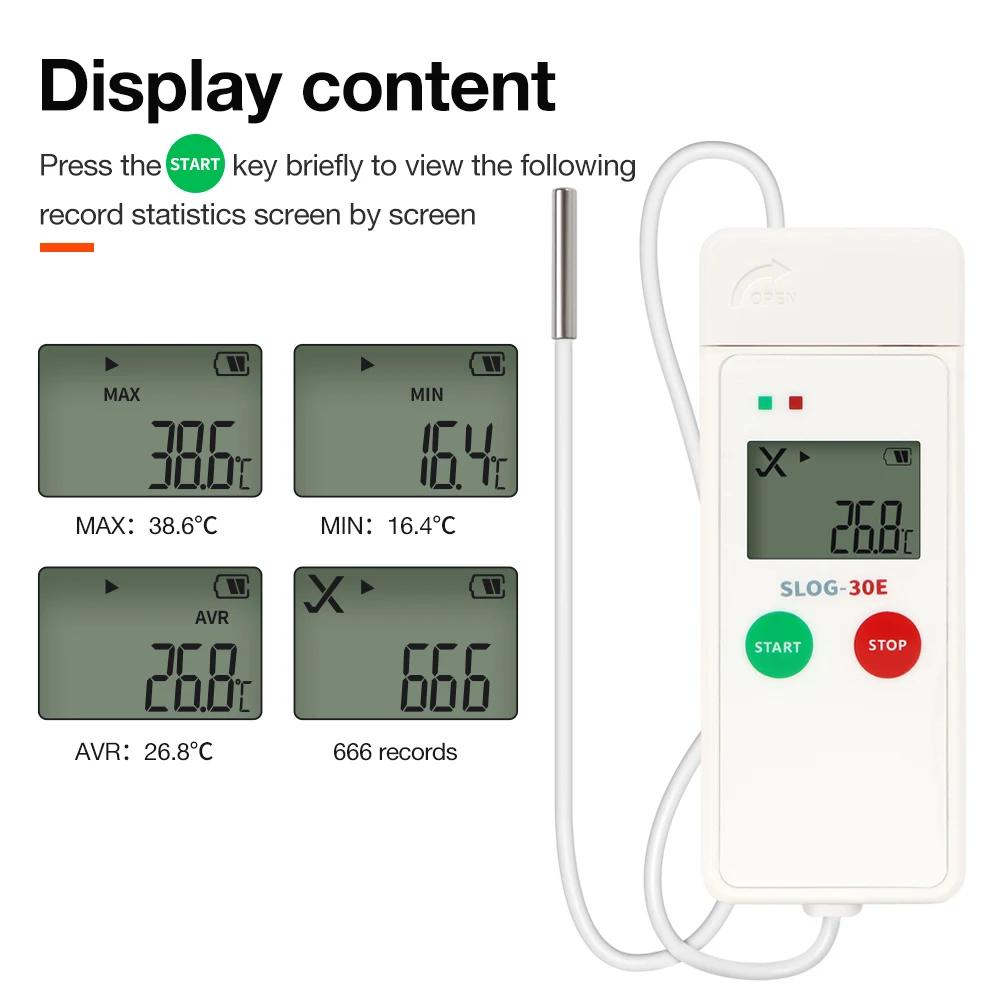2025 -30 ° C~70 ° Enregistreur de données de température C, rapport USB 65000 Points, utilisation répétée, enregistreur USB 2.0, analyseur de température NTC pour chaîne du froid