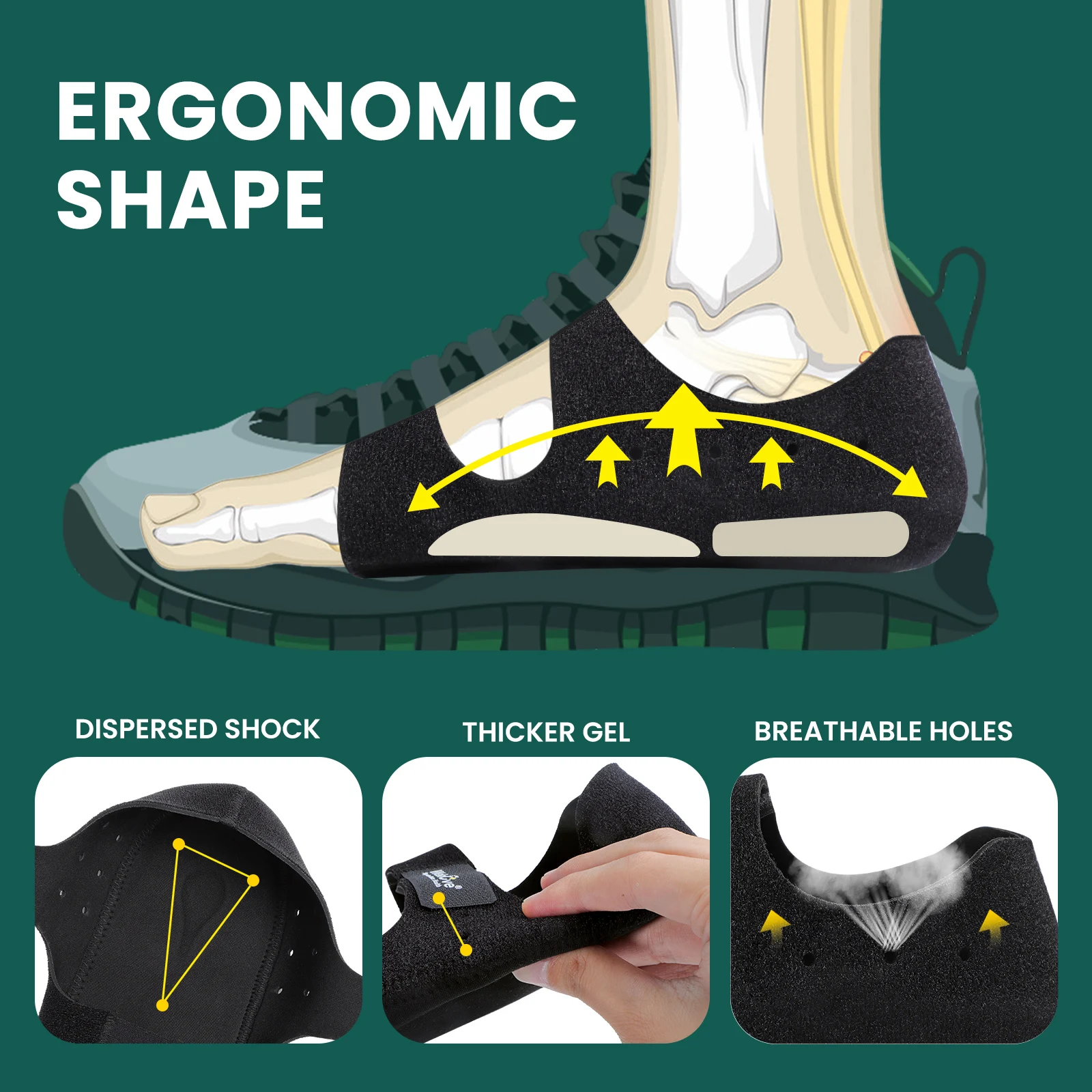 

1pair Black Heel Protection Pad Heel Cushion Relief Plantar Fasciitis Protectors Sleeves Heel Cups Pain Relief Pads Repair Cover