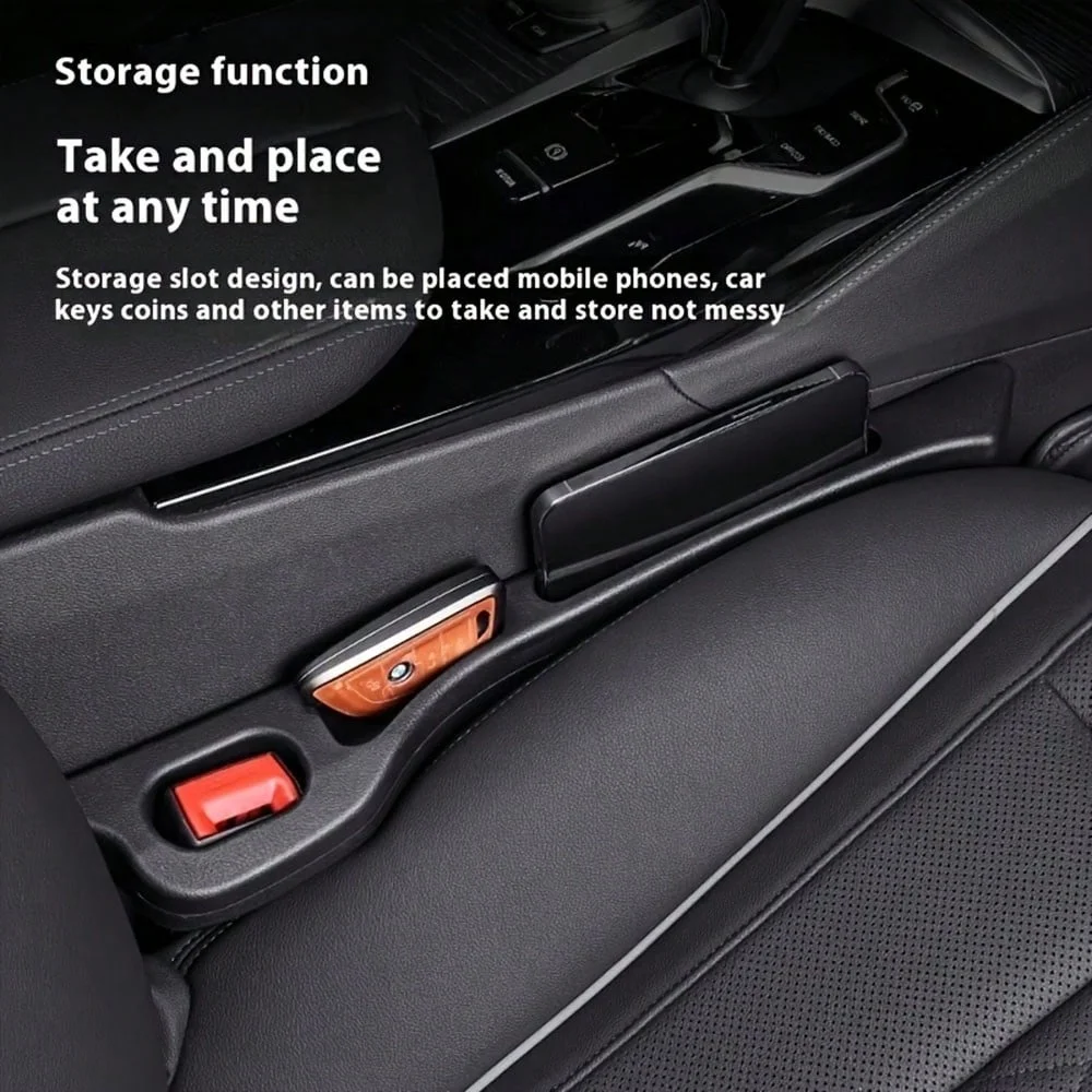 2Pcs Car Seat Gap Filler Storage Box, Anti-Fall and Groove Design, Soft Material, Double-Sided Use, Multiple Colors Available