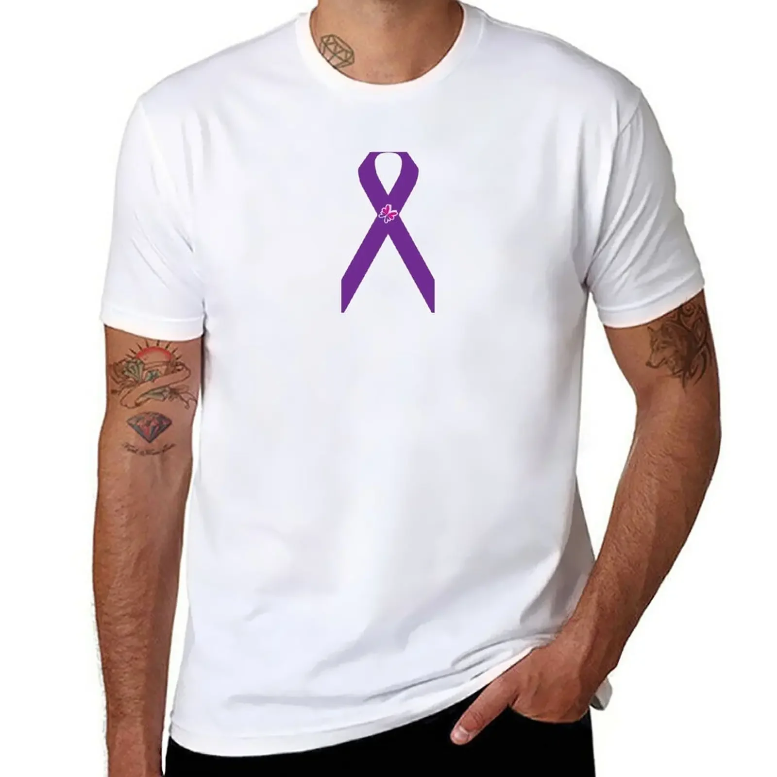 

Purple Ribbon and Butterfly - Fibromyalgia Awareness T-Shirt korean fashion summer tops plus sizes t shirt men