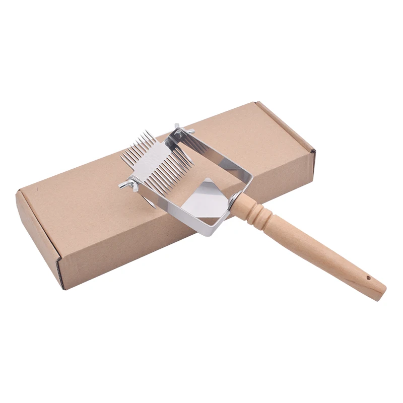 Honey Cutter Uncapping Scraper Bee Hive Honeycomb Scraper Wooden Handle Honey Fork Uncapping Fork Shovel Beekeeping Tools