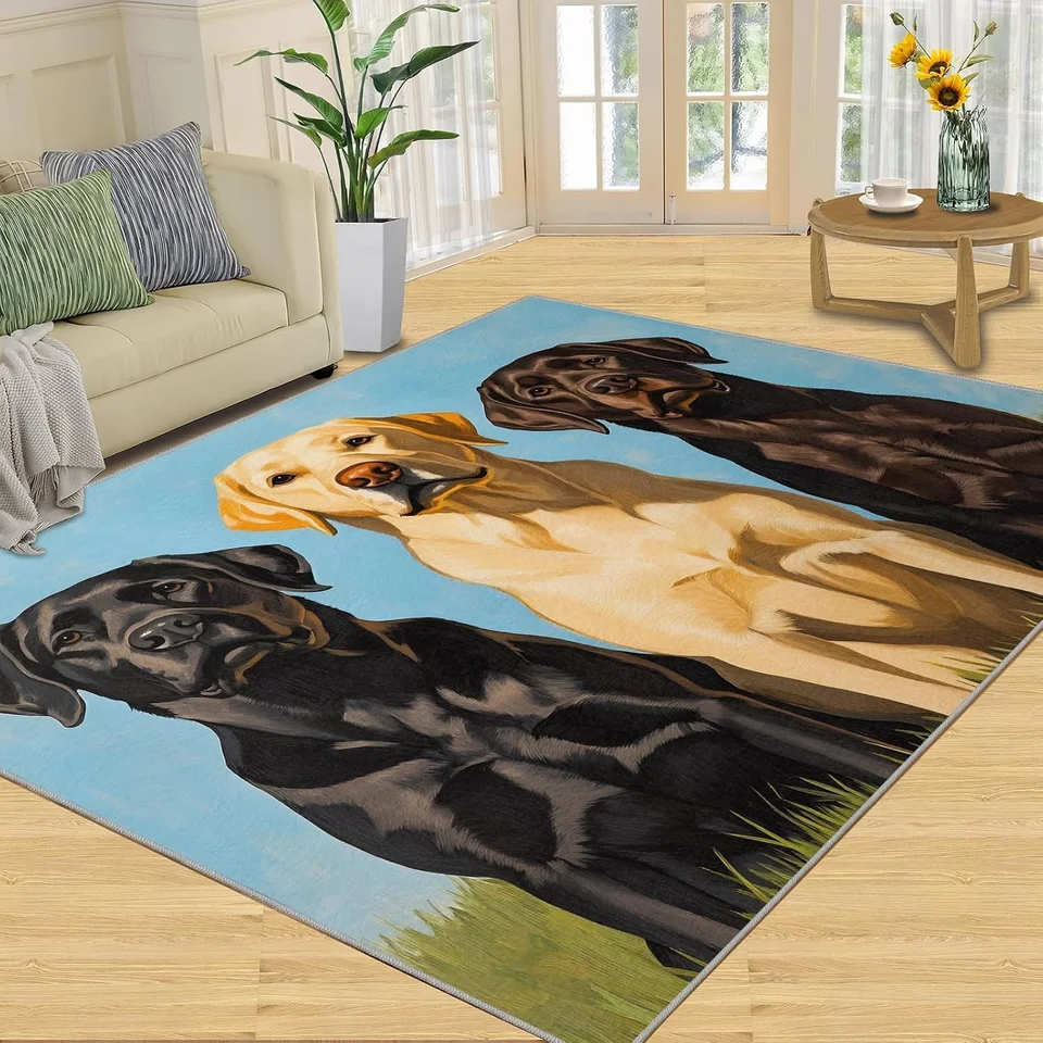 Washable Black Dog Design Area Rug for Home