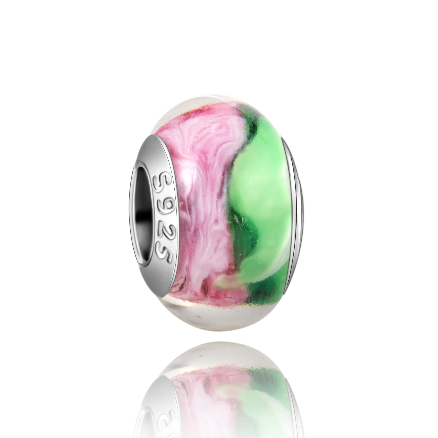 2026 NEW 925 Sterling Silver Colored Flower White Border Rainbow Murano Glass Charms Beads Fit DIY Bracelet Women Jewelry Gift - view 3