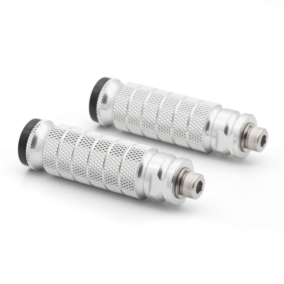 EMagTech Paire Pédales Moto Universelles Aluminium CNC - Repose-Pieds 8mm Noir