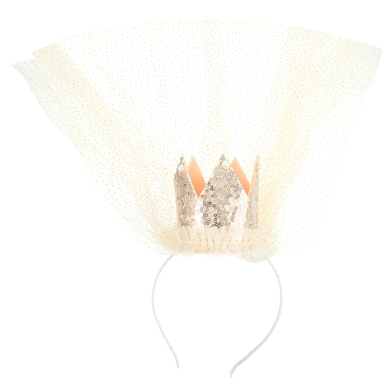 

Girl Crown Veil Long Mesh Headdress for Birthday Party Wedding Photo Shoot Hair Accessory Crown Hair Veil Party Headdress