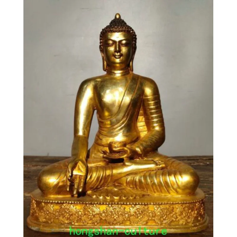 

10.8" Bronze Peinture Gild Shakyamuni Sakyamuni Amitabha Bouddha Statue