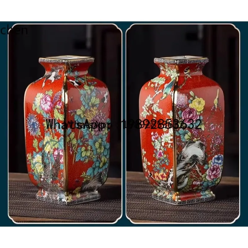 X7  ceramic vase enamel color home living room entrance bogu frame flower arrangement ornament
