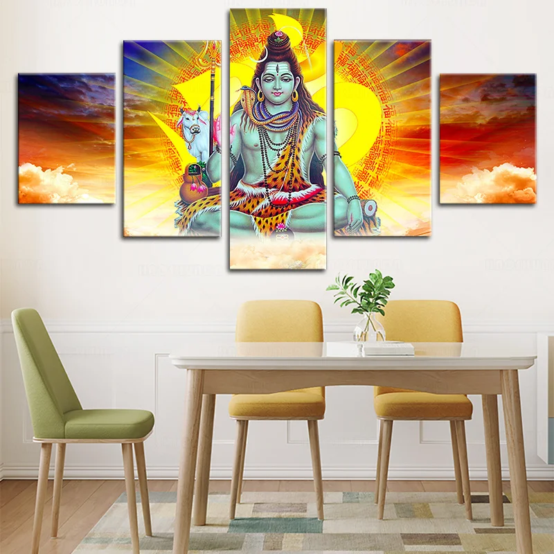 

5D DIY Diamond Painting 5 Pieces Hindu God Lord Shiva And Animals Sun Scenery Diamond Embroidery Cross Stitch Home Decoration