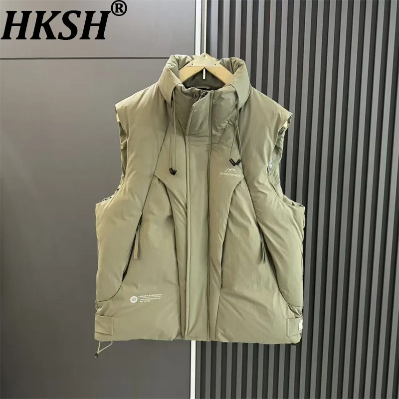 

HKSH утолщенный хлопковый жилет, мужская уличная модная куртка с воротником-стойкой, молодежная модная повседневная универсальная стеганая куртка без рукавов HK13037